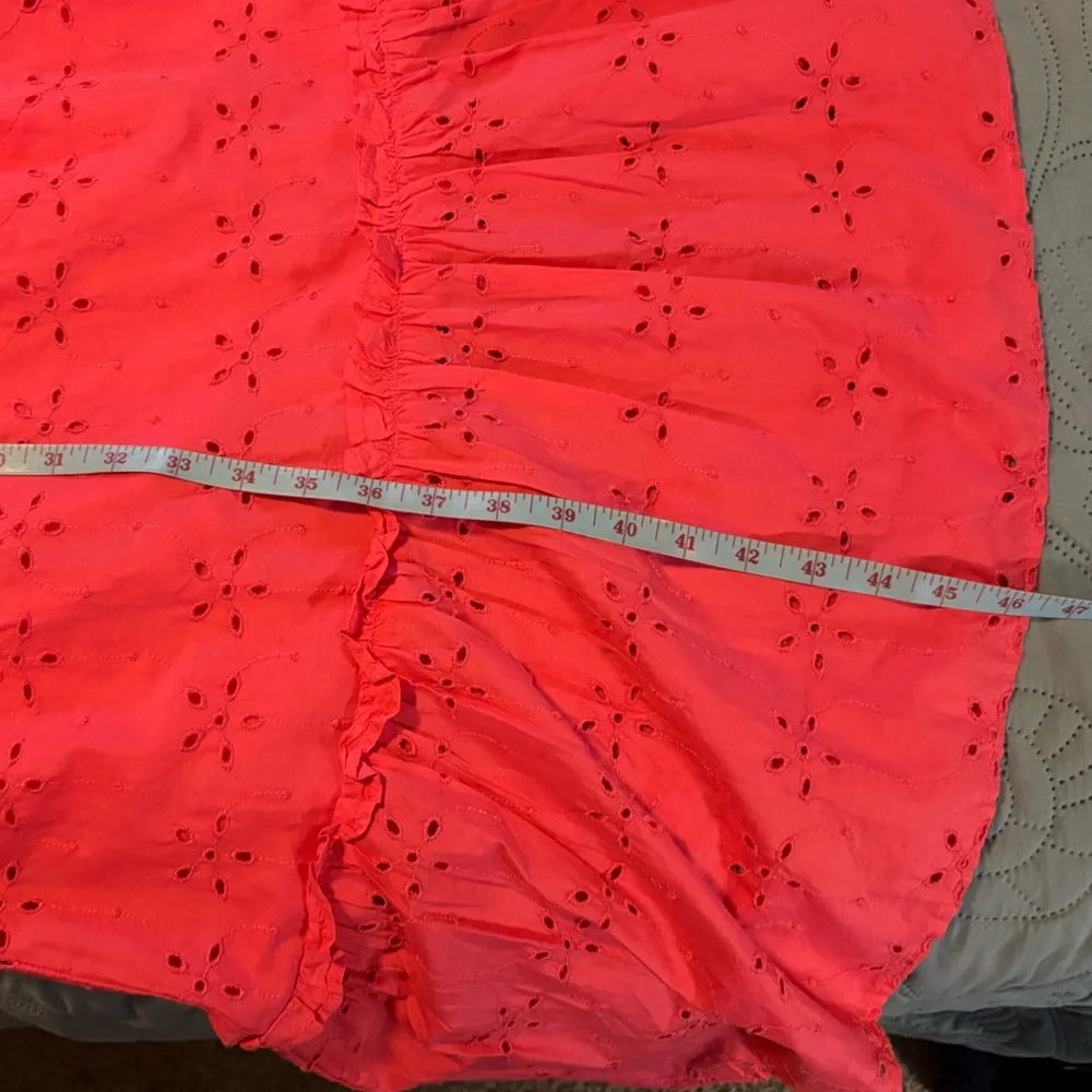 J. Crew Vibrant Coral Eyelet Midi Dress